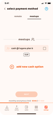 Add cash option