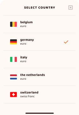 Select country